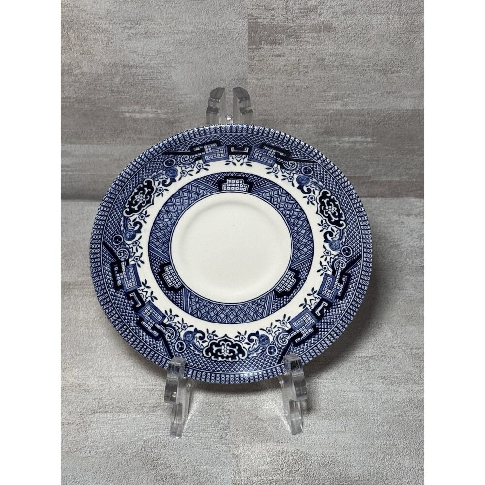 Vintage Churchill China England Blue Willow Coffee Tea Cup Saucer 5.5"